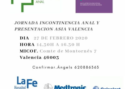 Jornada incontinencia anal y presentación ASIA Valencia –2020–